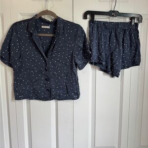 Women’s Marine Layer 100% Silk Pajama Short Set Size XS Starry Night